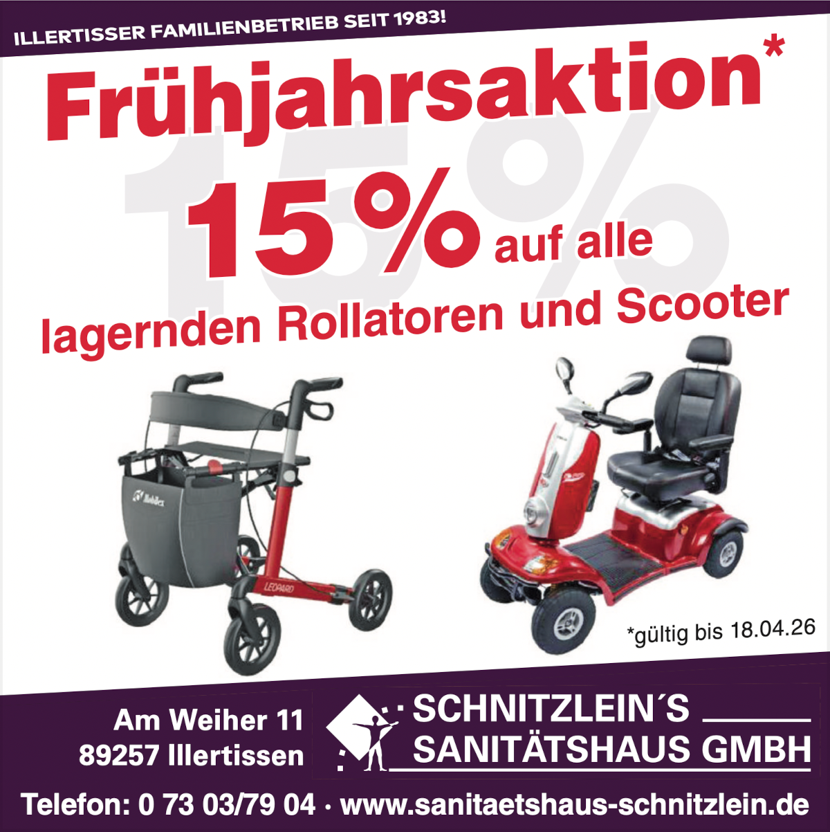 Sanitaetshaus Schnitzlein Rollatoren Scooter Fruehjahrsaktion Rabatt